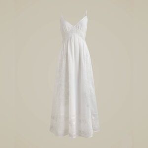 J Crew Women’s White Embroidered Midi Dress in Ramie Size 2 NWOT